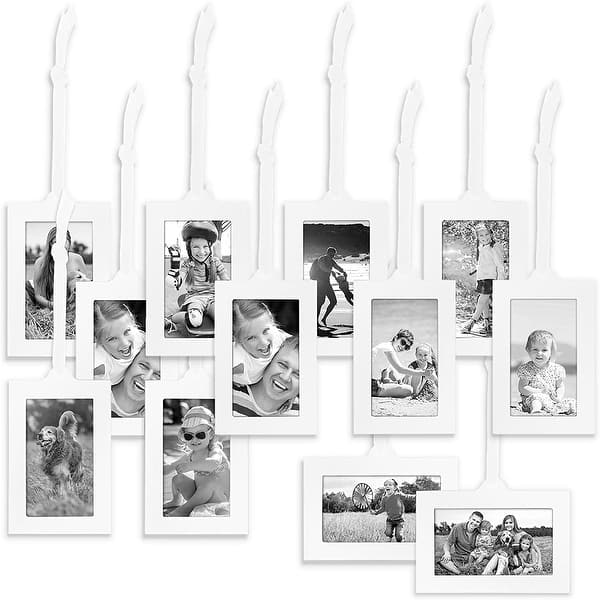 White Family Tree with 12 Hanging White 2x3 Picture Frames and